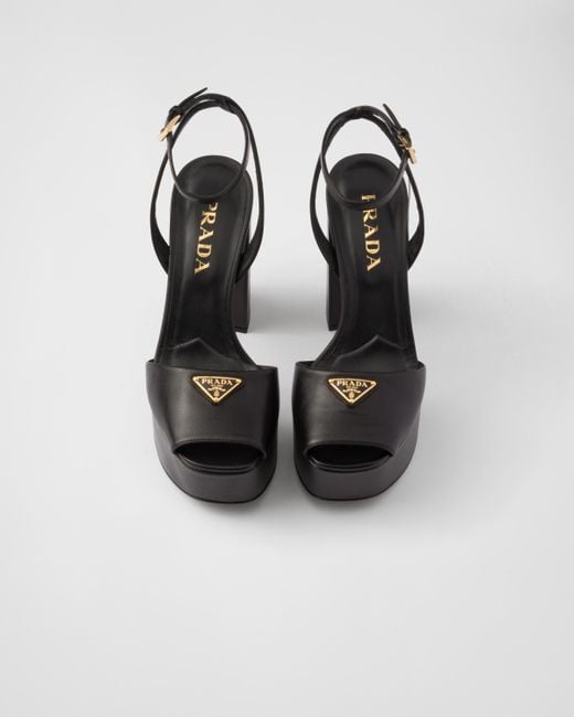 Prada Black 115Mm Leather Platform Sandals