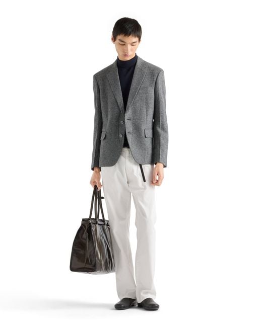 Prada Gray Single-Breasted Wool Jacket for men