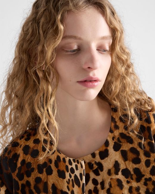 Prada Single-Breasted Animal Print Drill Coat in Natural | Lyst