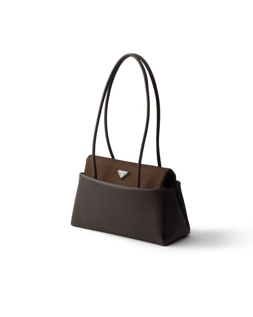 Prada White Passage Medium Leather Bag With Re-Nylon Flap