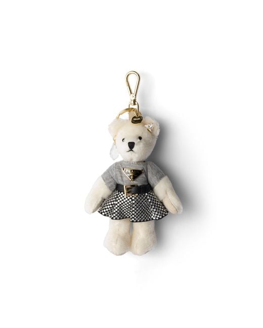 Prada White Teddy Key Ring Charm