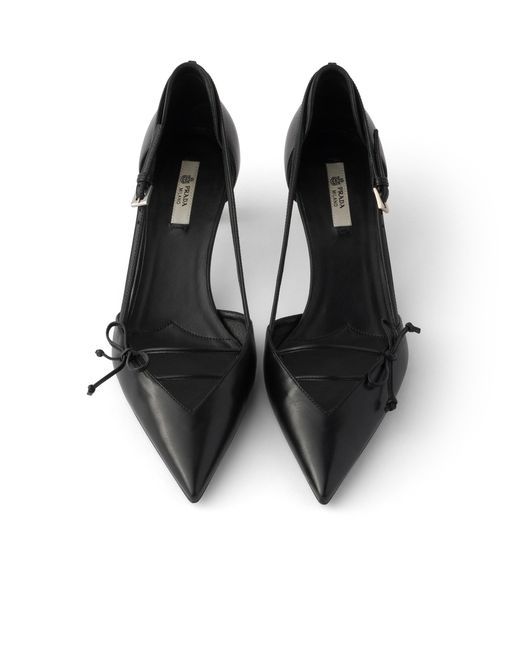 Prada Black Open-Side Leather Pumps, Size 35