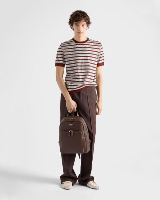 Prada Brown Leather Backpack for men