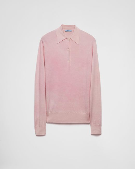 Prada Pink Cashmere Polo Shirt