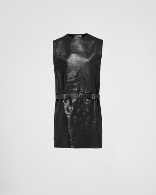 Prada Black Kleid Aus Leder