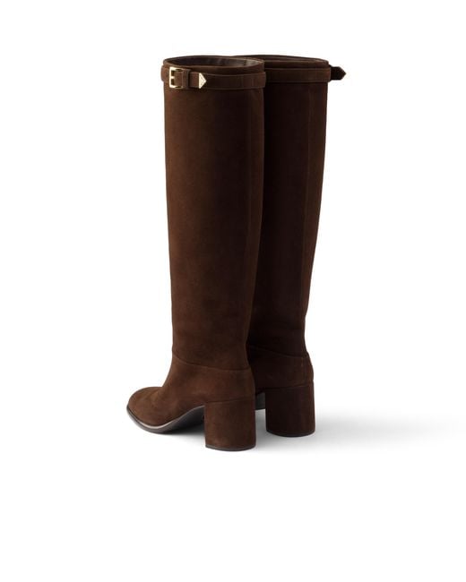 Prada Brown Suede Boots, Dark