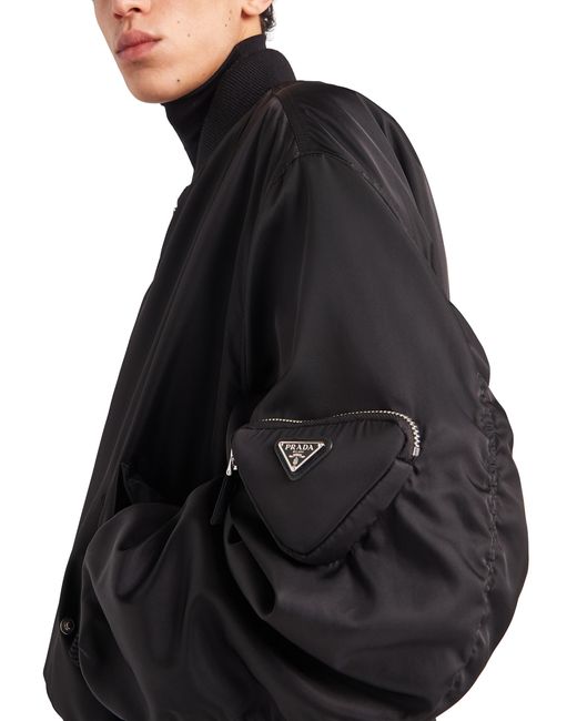 Prada Blue Re-Nylon Bomber Jacket for men