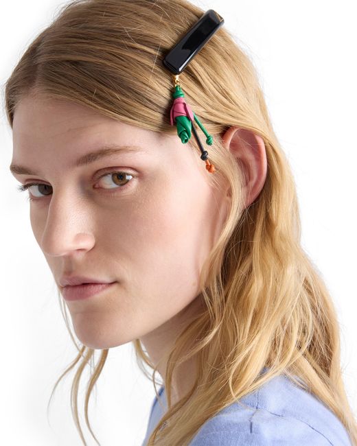 Fermaglio Per Capelli Con Dettaglio di Prada in White
