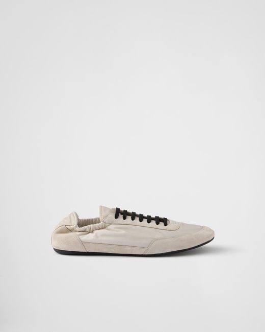Prada Collapse Re-Nylon And Suede Elasticized Sneakers, Size