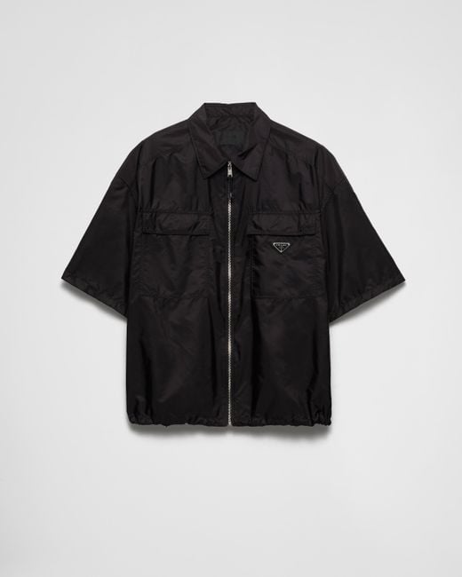 Prada Men's Black Re-Nylon Zip-Up Shirt