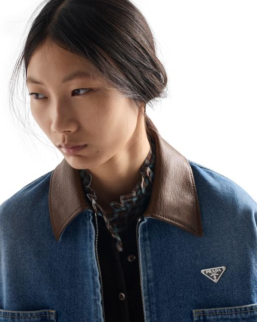 Prada Blue Cropped Denim Jacket