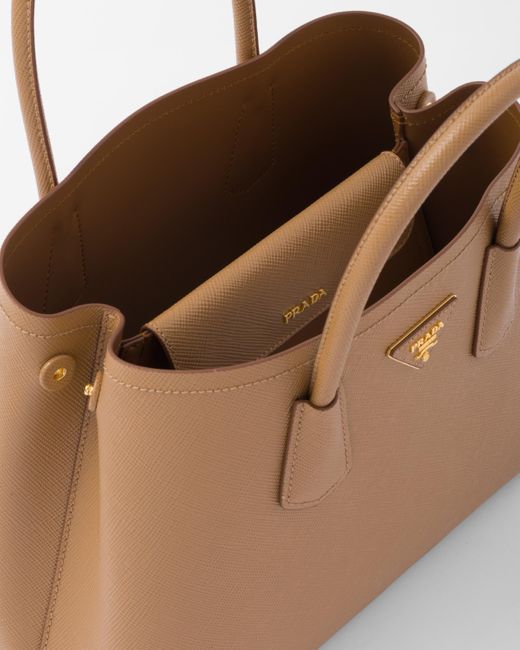 Prada Natural Small Saffiano Leather Double Bag