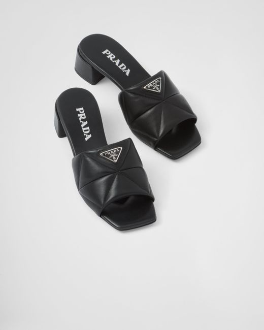 Prada Black Quilted Nappa Leather Slides
