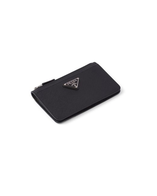 Prada Black Saffiano Leather Card Holder for men