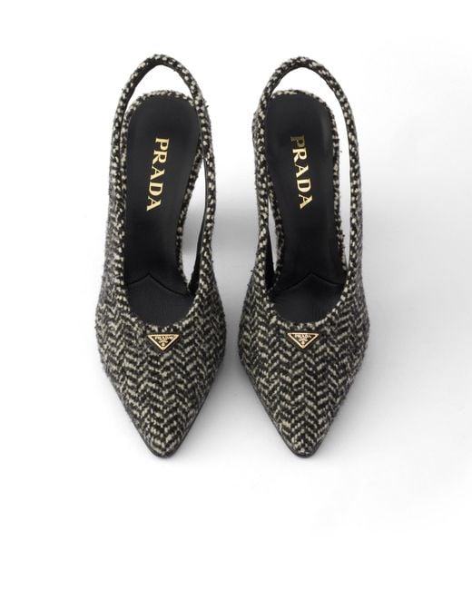 Prada White Chevron Slingback Pumps