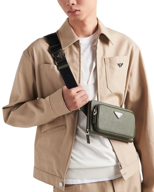 Prada Green Saffiano Leather Belt Bag for men