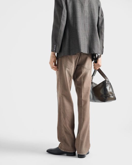 Prada Brown Five-Pocket Washed Denim Jeans for men