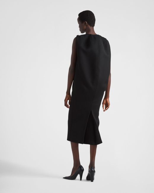 Prada Black Natté Gabardine Midi-dress