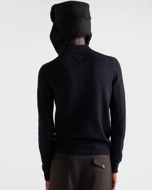 Prada Blue Cashmere Polo Shirt for men