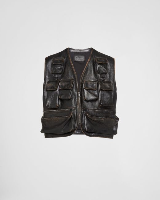 Prada Black Leather Vest for men