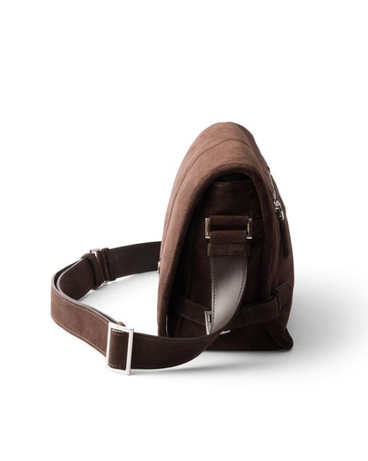Prada Brown Suede Shoulder Bag for men
