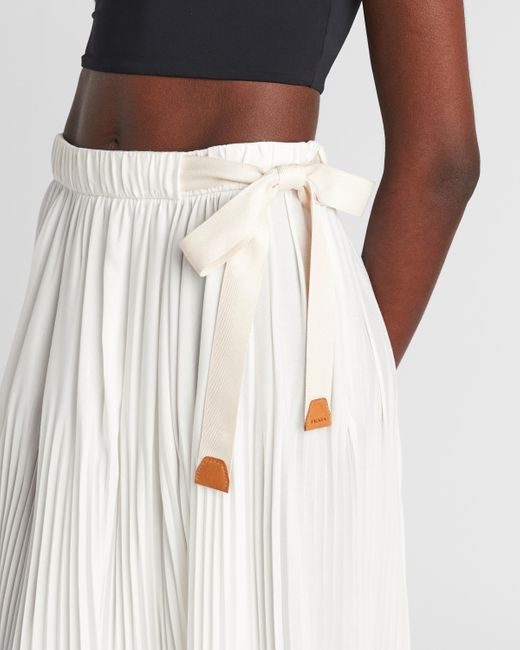 Prada White Crêpe-De-Chine Midi Skirt