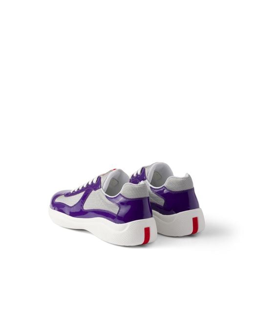 Prada Blue Patent Leather And Technical Fabric America's Cup Sneakers for men