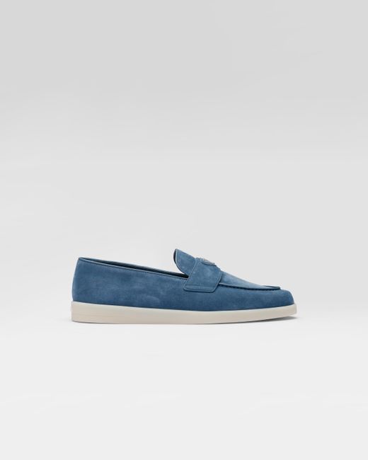 Prada Blue Suede Loafers for men