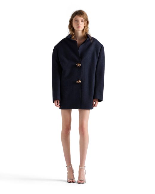Prada Blue Shetland Wool Jacket With Jewel Buttons