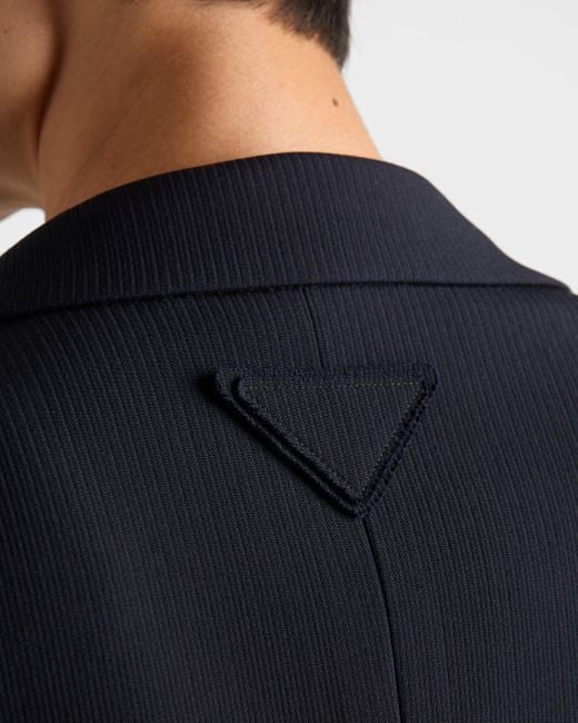 Prada Blue Double-Breasted Wool Jacket for men