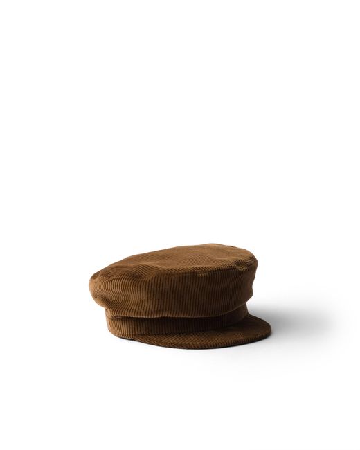 Prada Brown Corduroy Newsboy Cap for men