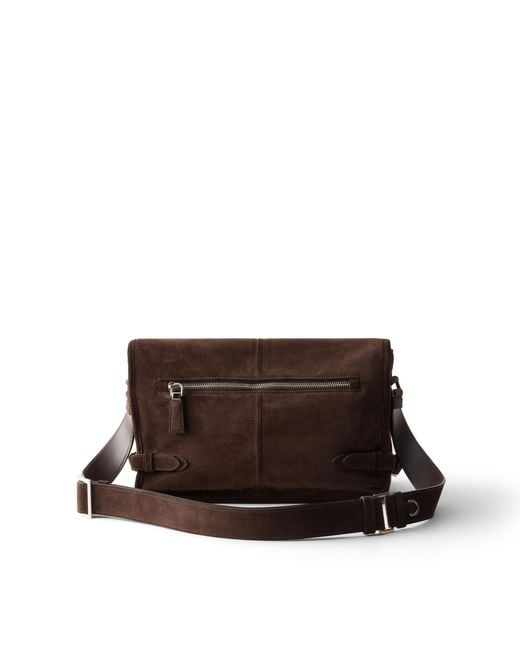 Prada Brown Suede Shoulder Bag for men