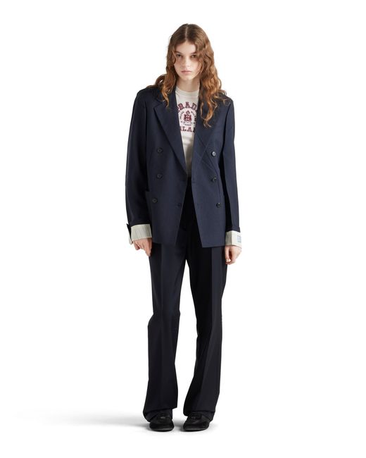 Prada Blue Double-Breasted Kid Mohair Jacket