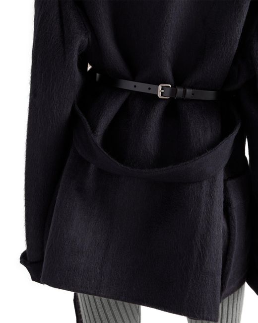 Prada Blue Single-Breasted Double Velour Caban Jacket