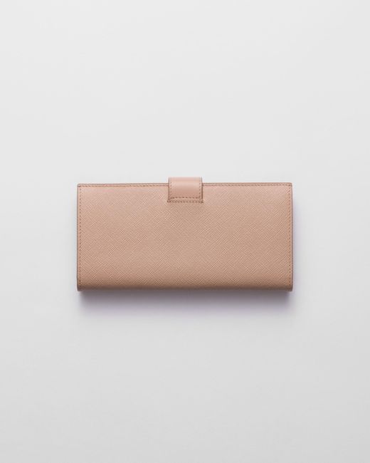 Prada Large Saffiano And Smooth Leather Wallet in Natural Lyst UK