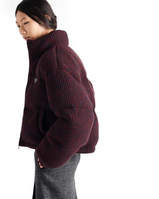 Prada Red Cropped Cashmere And Wool Down Jacket