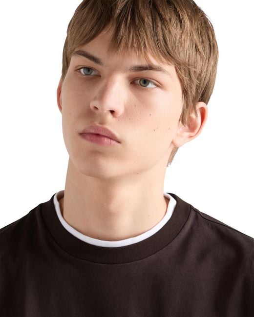 Prada Brown Cotton T-Shirt for men