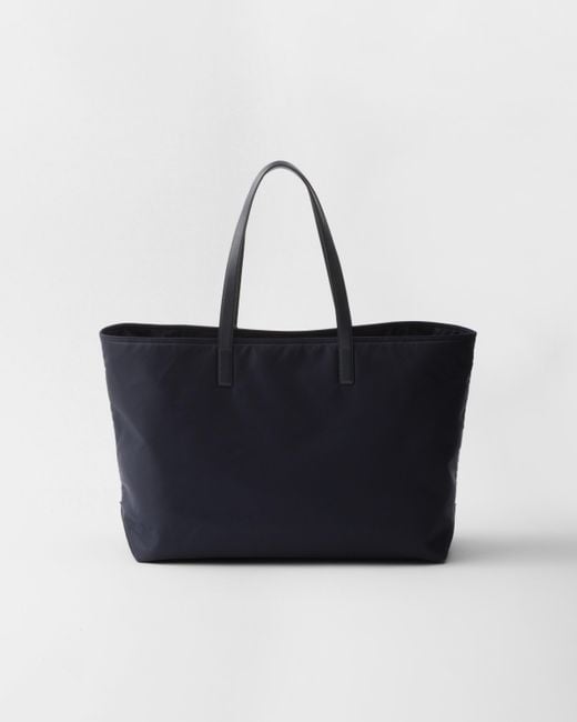 Prada Blue Re-edition 1978 Large Re-nylon And Saffiano Leather Tote Bag