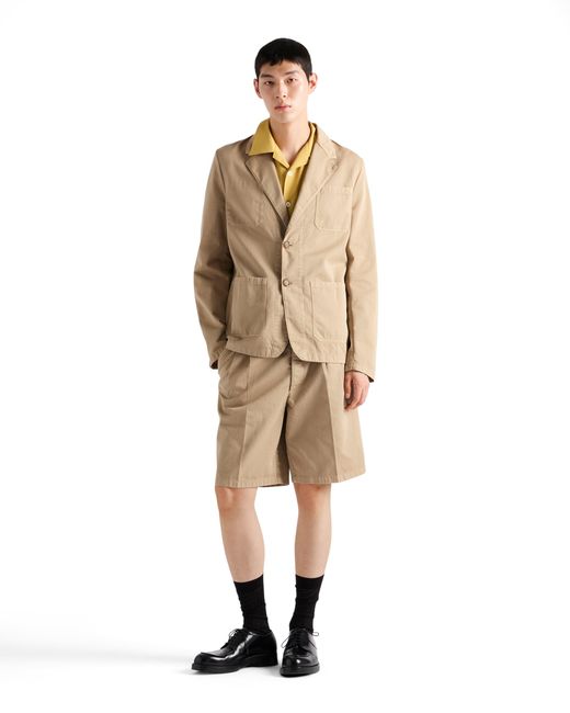 Prada Natural Single-Breasted Cotton Jacket for men