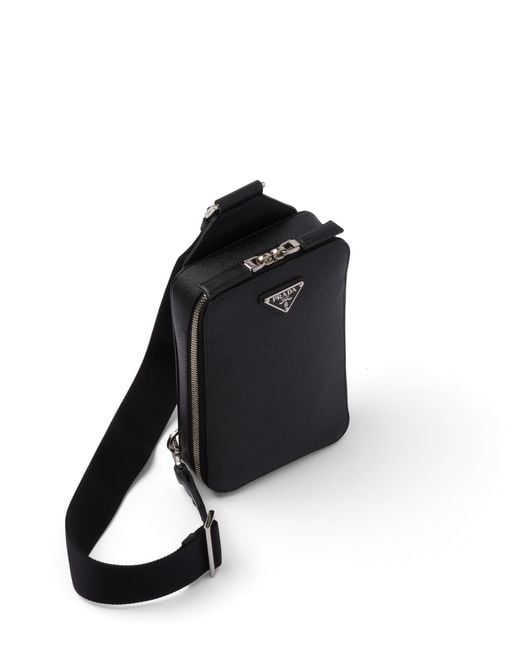 Prada Black Brique Saffiano Leather Bag for men