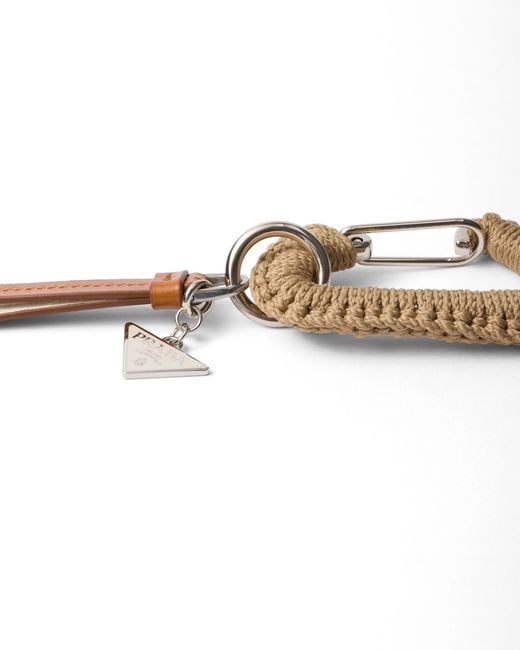 Prada White Leather Keychain Charm for men