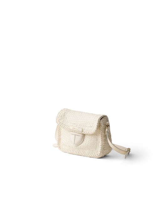 Prada Natural Woven Leather Mini Shoulder Bag