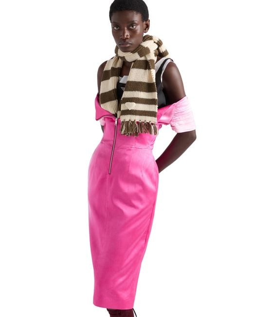 Prada Pink Washed Duchesse Dress, Fuchsia