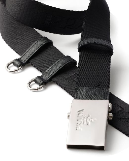 Cinturón De Algodón Prada de hombre de color Black