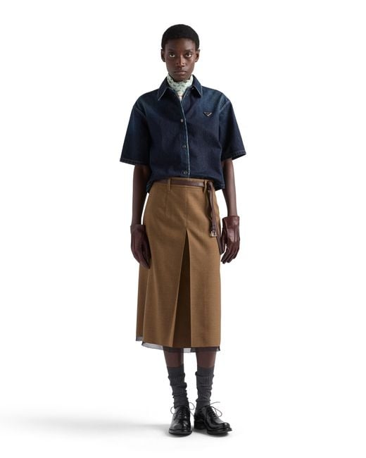 Prada Blue Short-Sleeved Denim Shirt