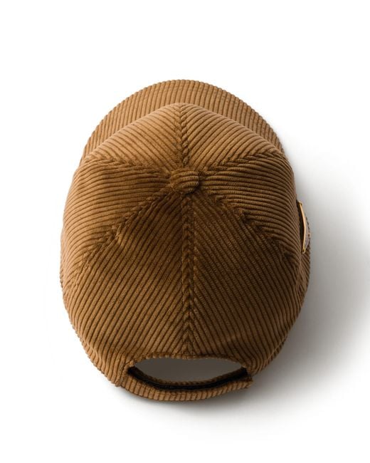 Prada Brown Corduroy Six-Panel Baseball Cap