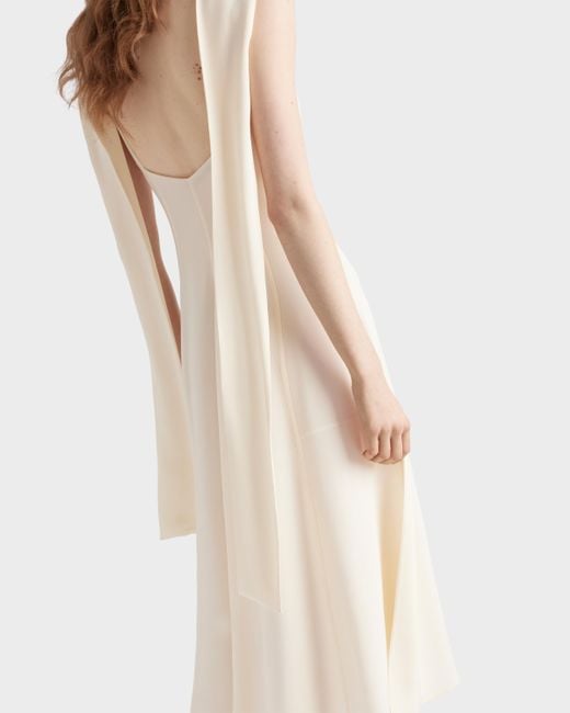 Prada White Asymmetrical Satin Crepe Dress