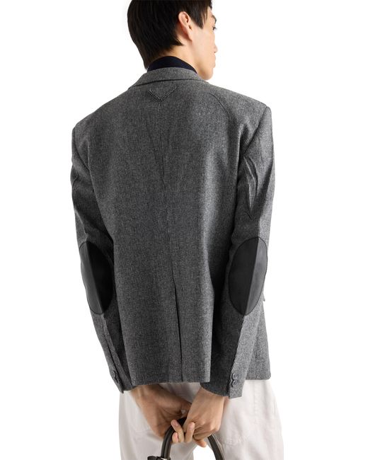 Prada Gray Single-Breasted Wool Jacket for men