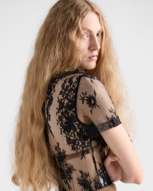 Prada Black Lace Top
