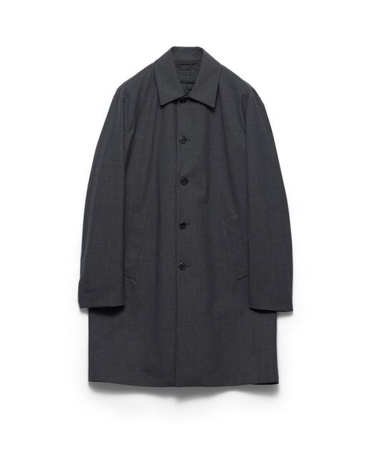 Prada Blue Technical Wool Coat for men